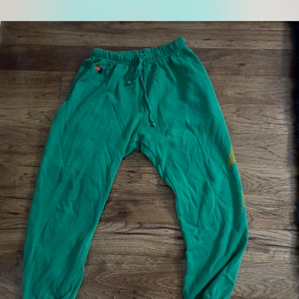 Aviator Nation Green Sweatpants with Drawstring and Pockets